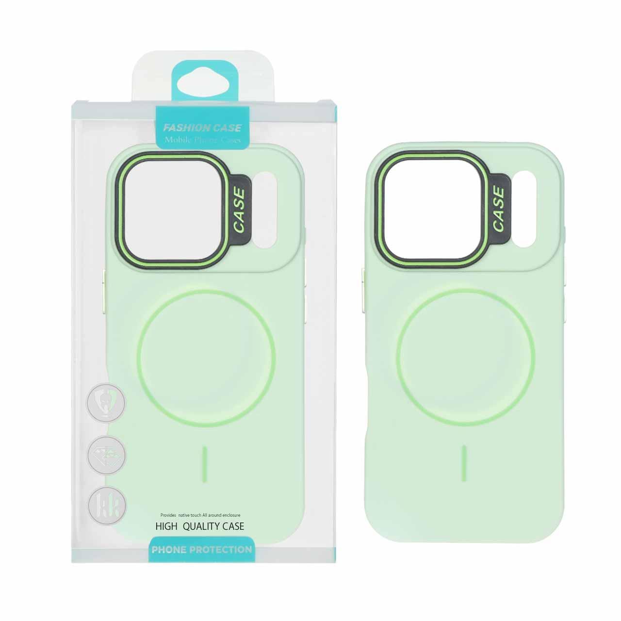 قاب طرح سیلیکونMagsafe پاستیلی آیفون17Pro سبز