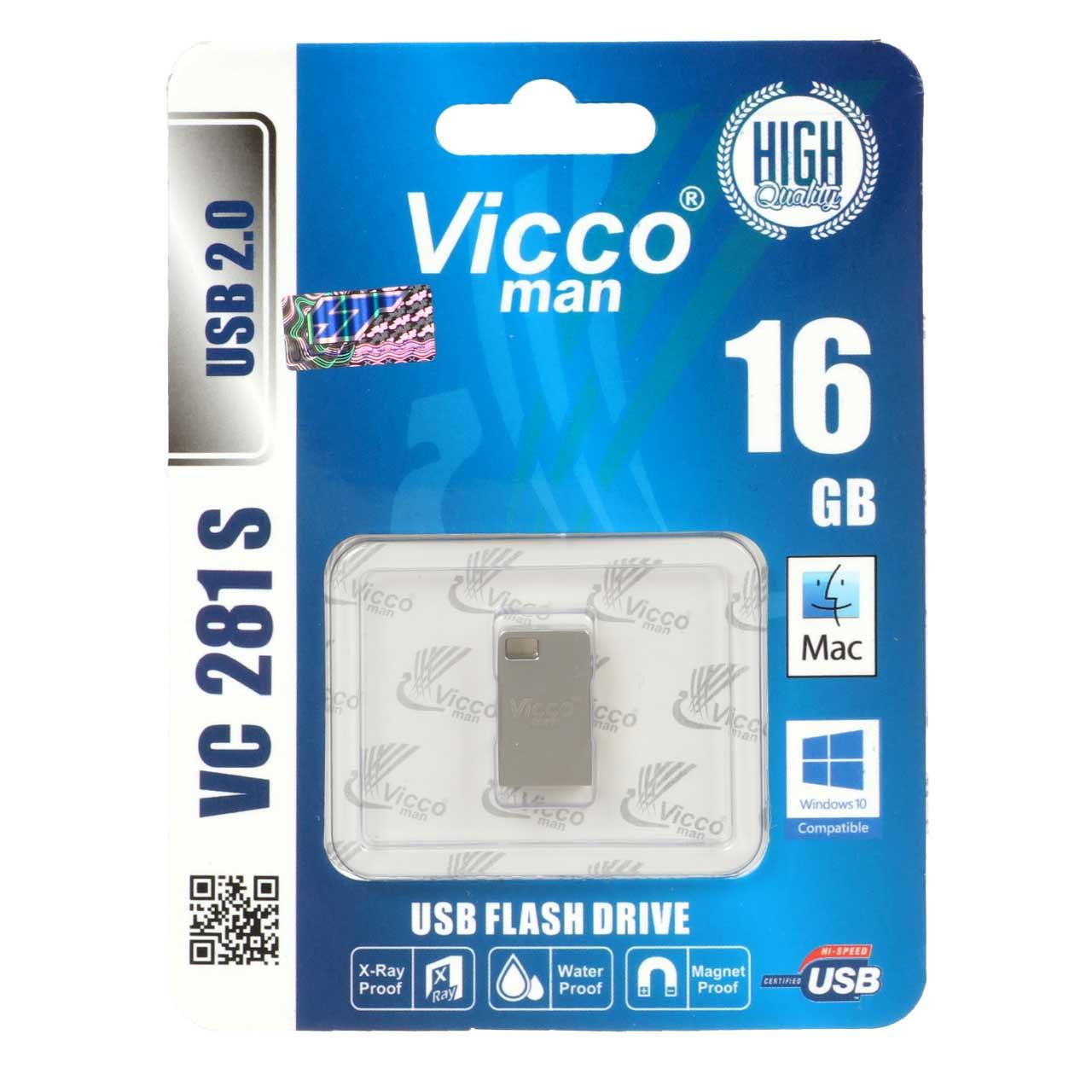 فلش 16GB USB2 Vicco man VC281 S نقره ای
