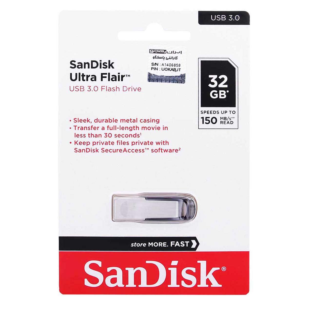 فلش 32GB USB3 SanDisk Ultra Flair