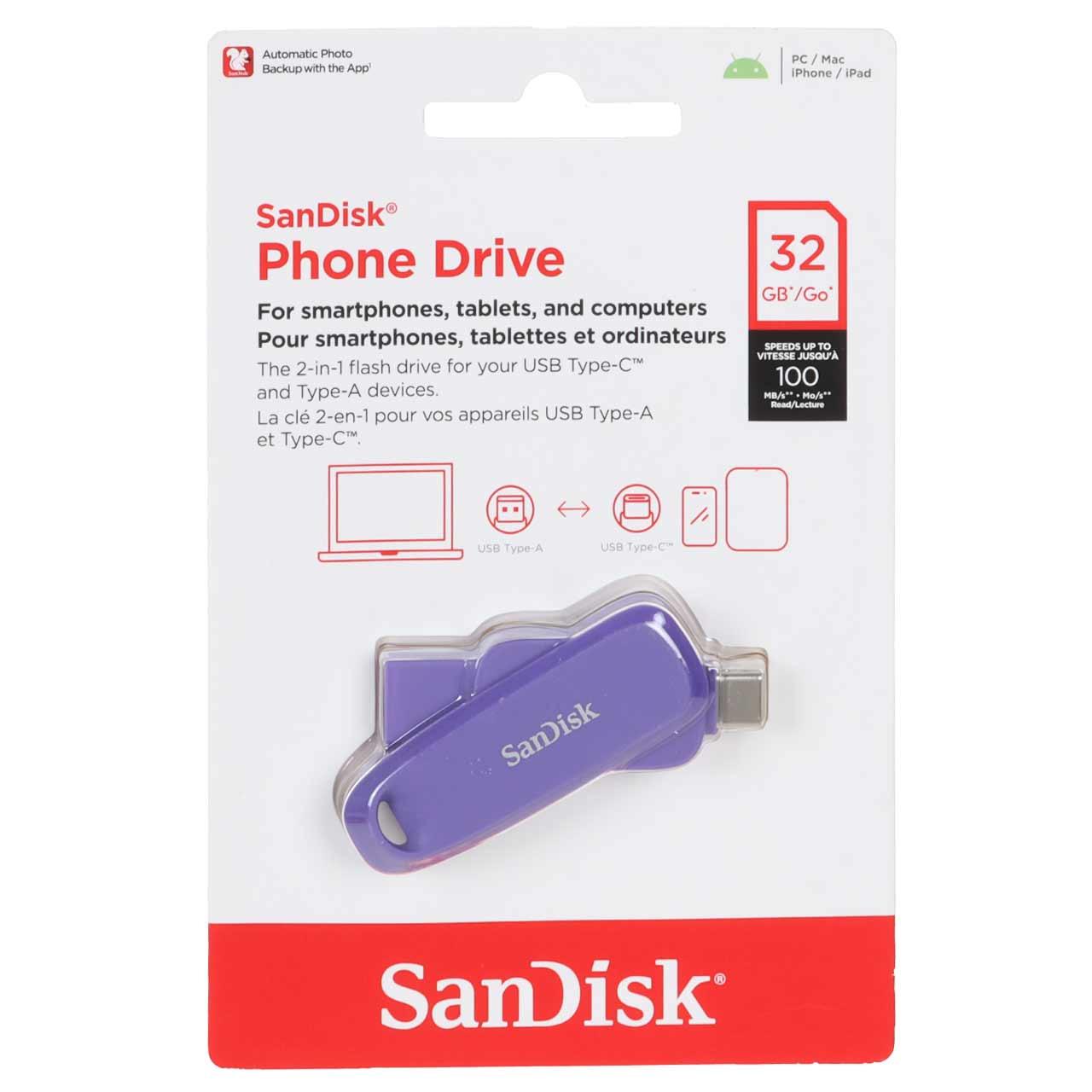 فلش 32GB TypeC SanDisk Phone Drive بنفش