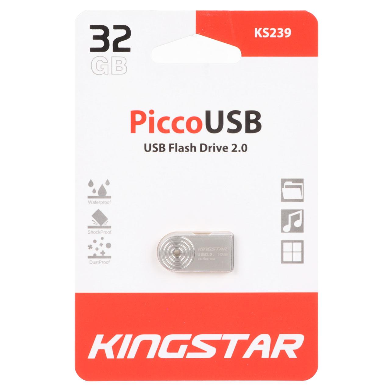 فلش 32GB USB2 KingStar Picco KS239 نقره ای