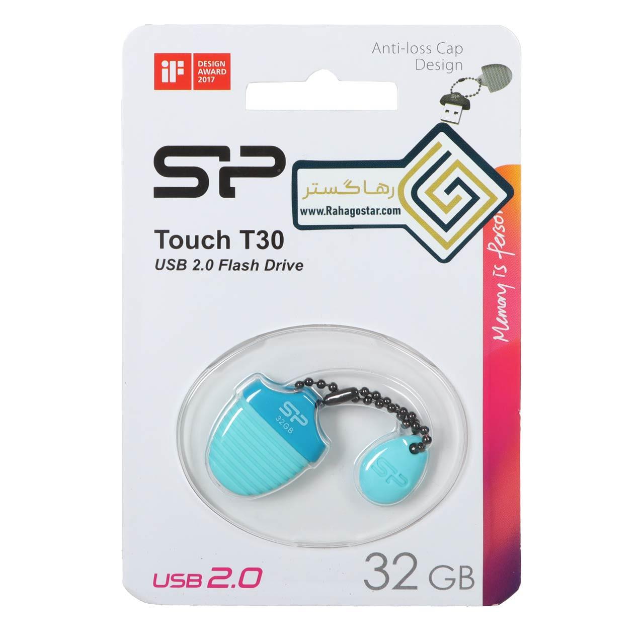 فلش 32GB USB2 Silicon Power Touch T30 آبی