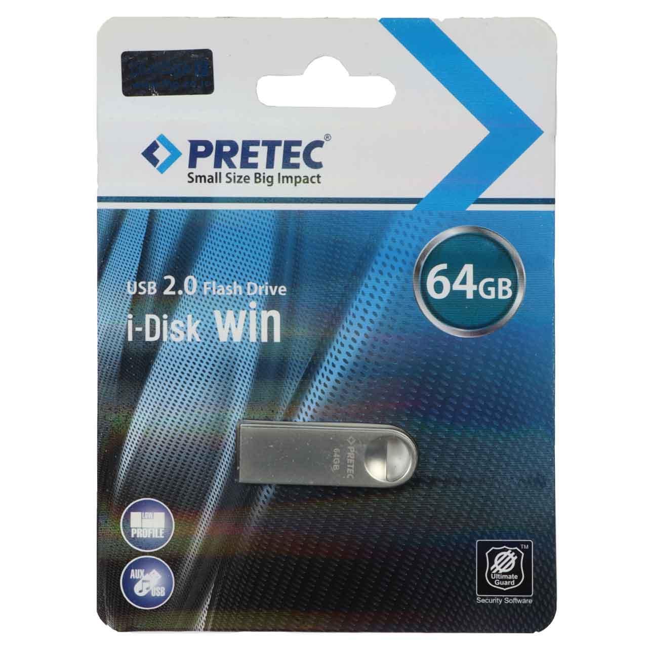فلش 64GB USB2 Pretec Win نقره ای
