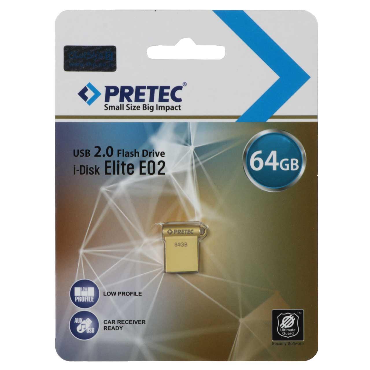 فلش 64GB USB2 Pretec Elite E02 طلایی