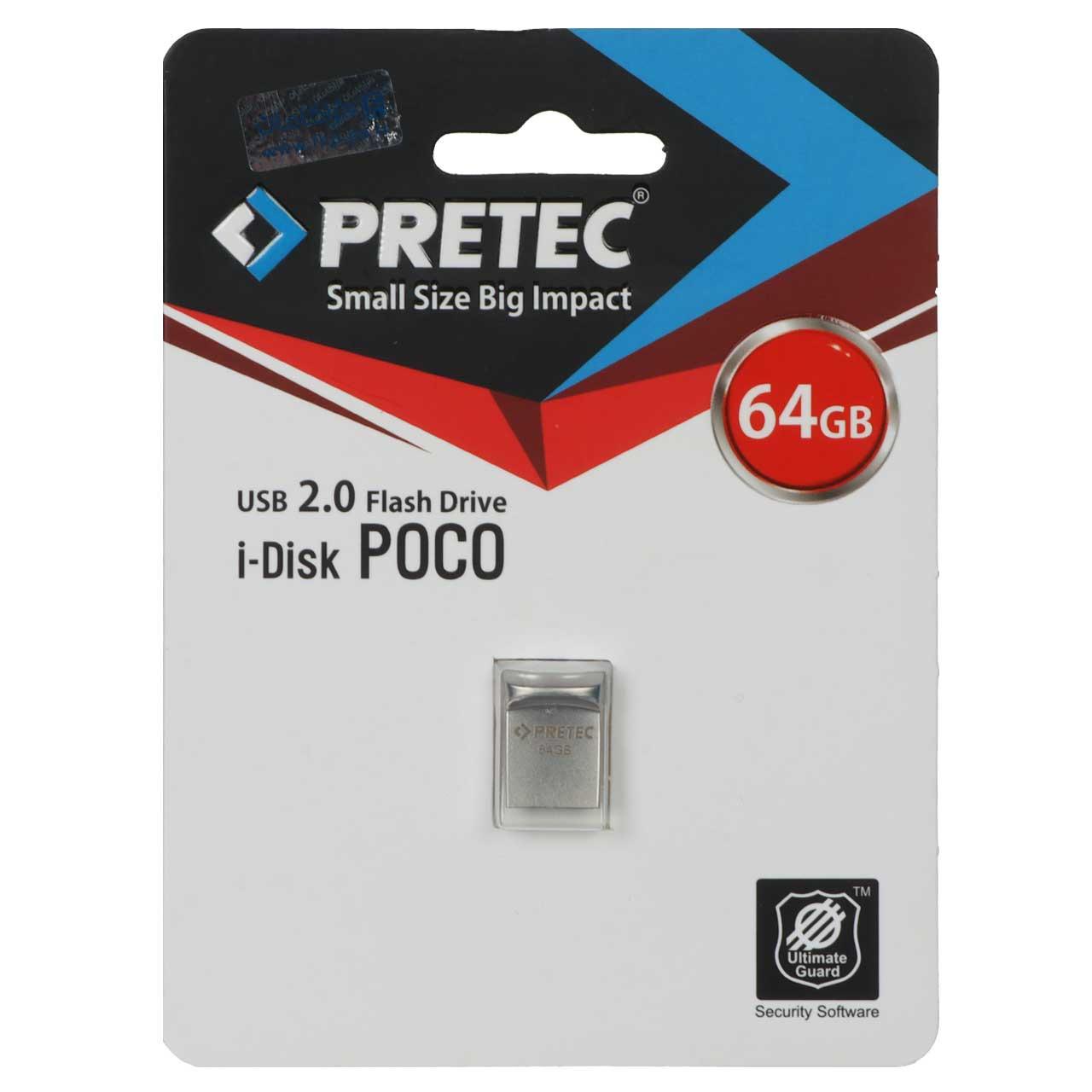 فلش 64GB USB2 Pretec Poco نقره ای