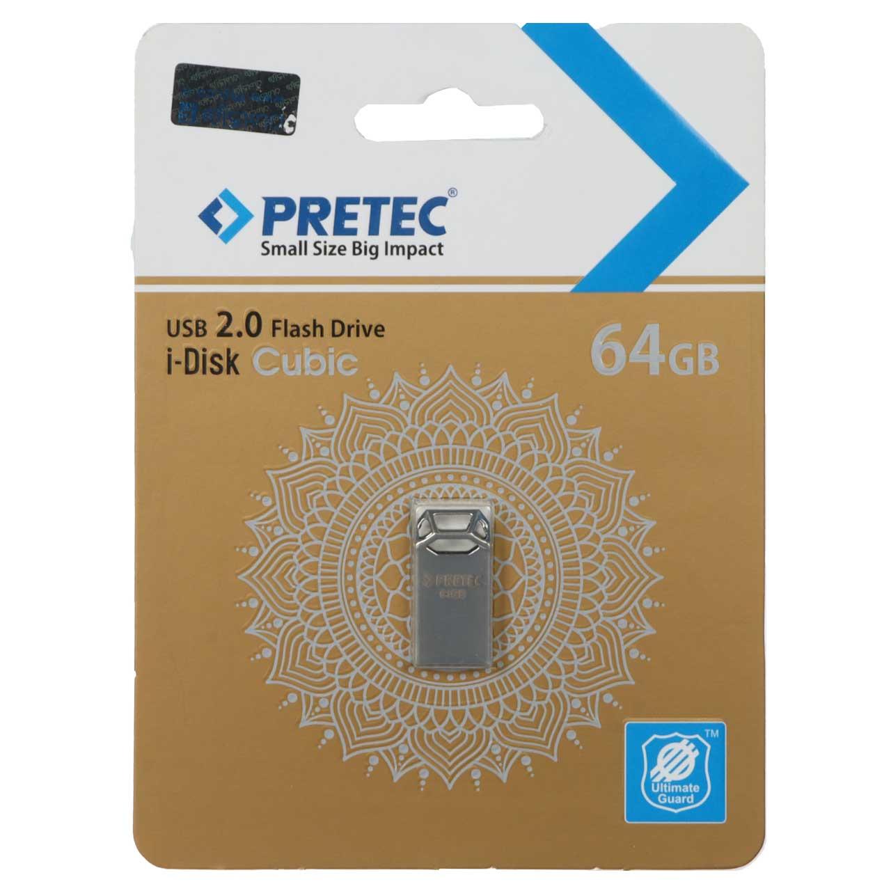 فلش 64GB USB2 Pretec Cubic نقره ای