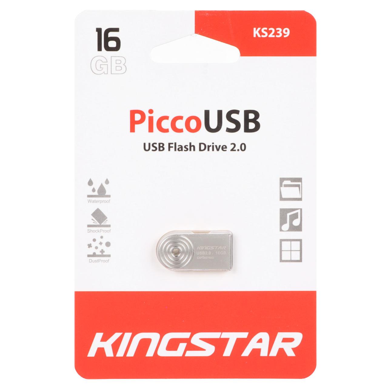 فلش 16GB USB2 KingStar Picco KS239 نقره ای