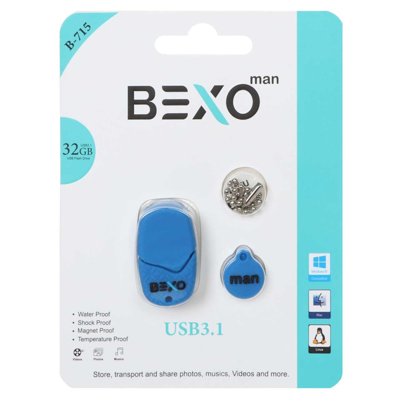 فلش 32GB USB3.1 BEXO B-715 آبی کاربنی