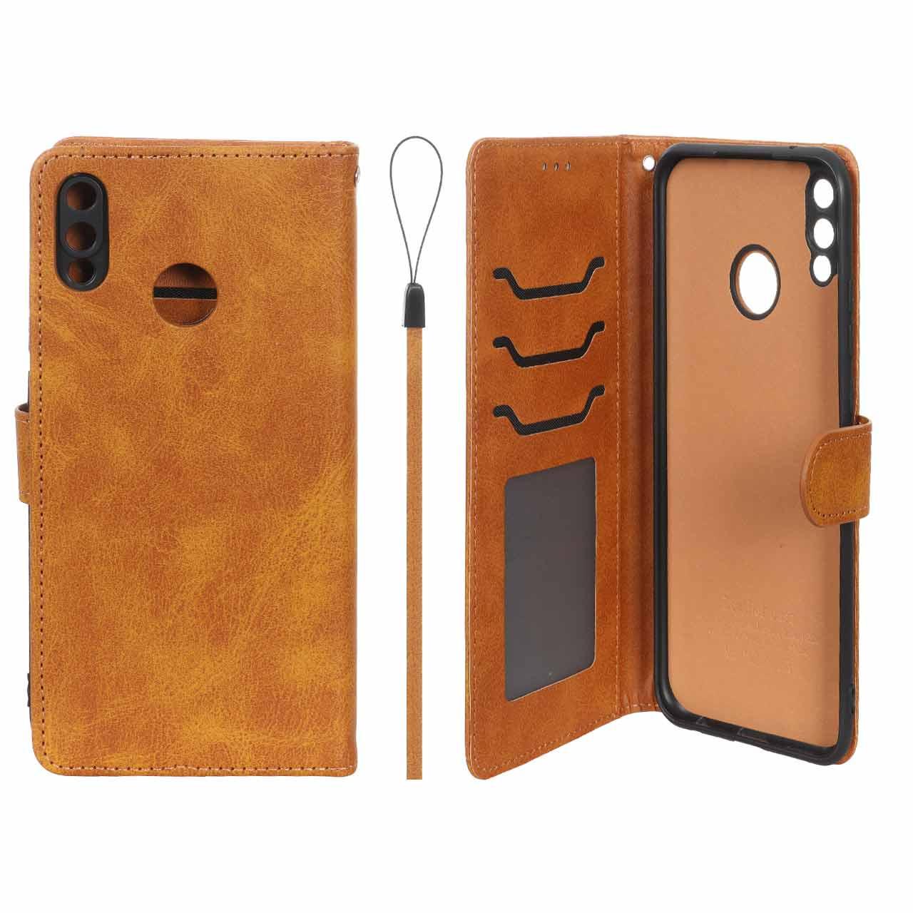 کیف موبایل مگنتی درجه یک داخل خز هواوی Y92019 عسلی