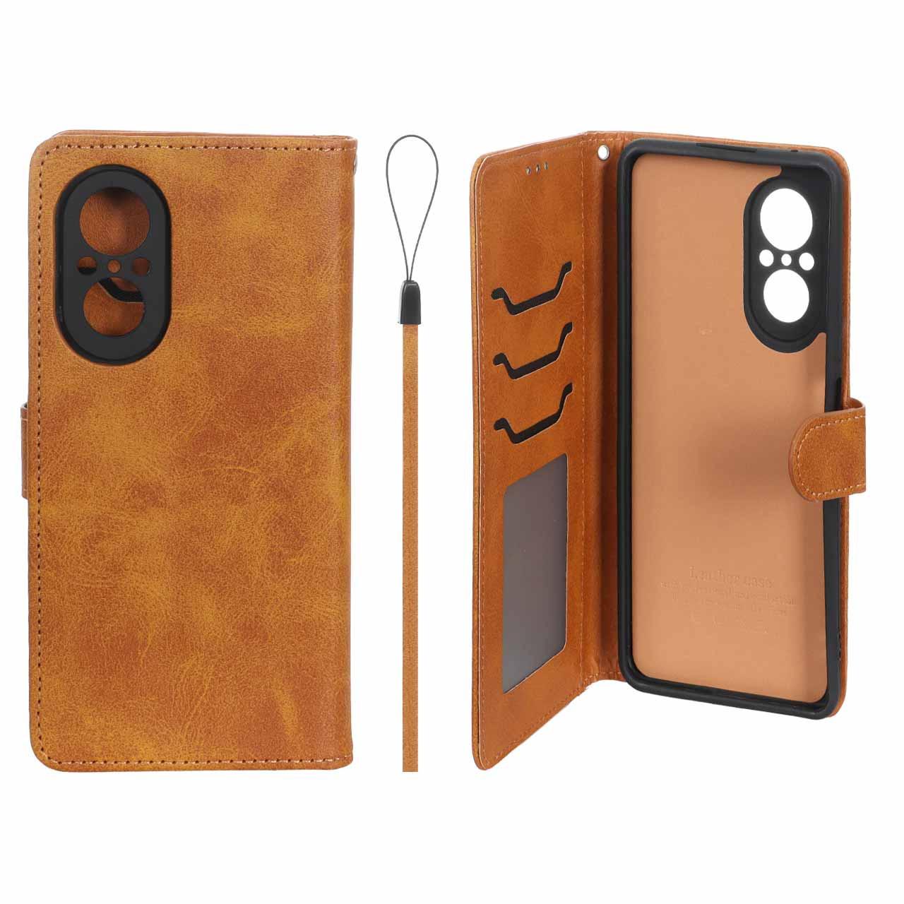 کیف موبایل مگنتی درجه یک داخل خز هواویNova9SE عسلی