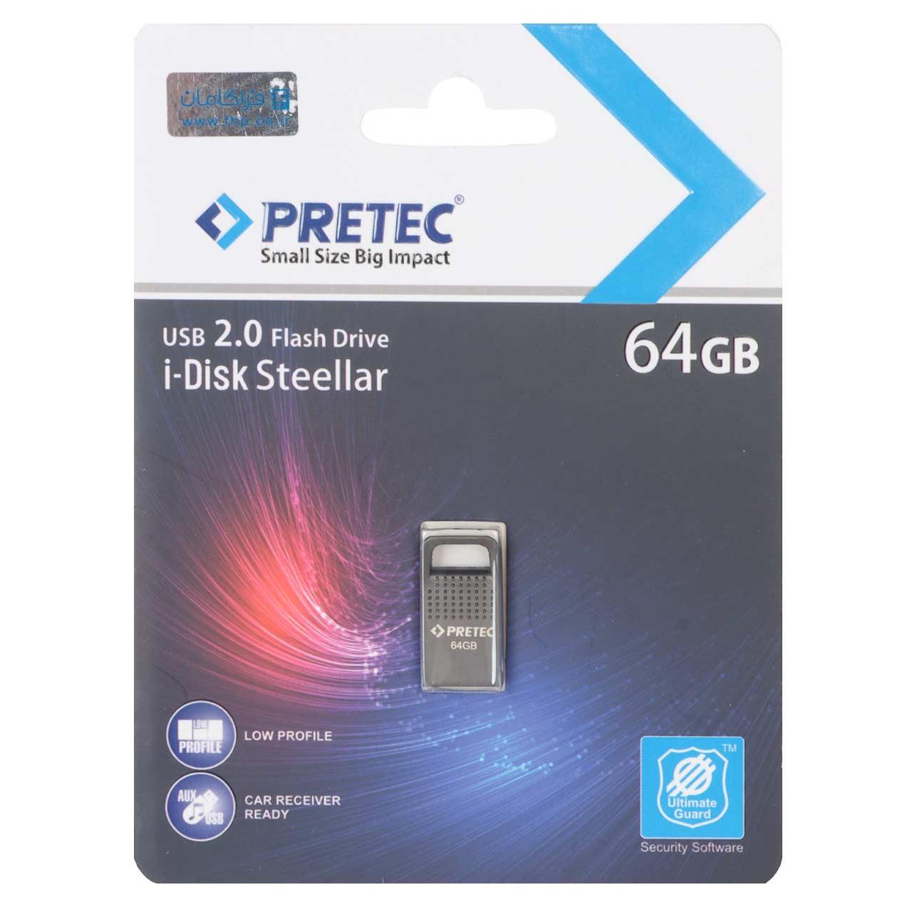 فلش 64GB USB2 Pretec i-Disk Steelar خاکستری