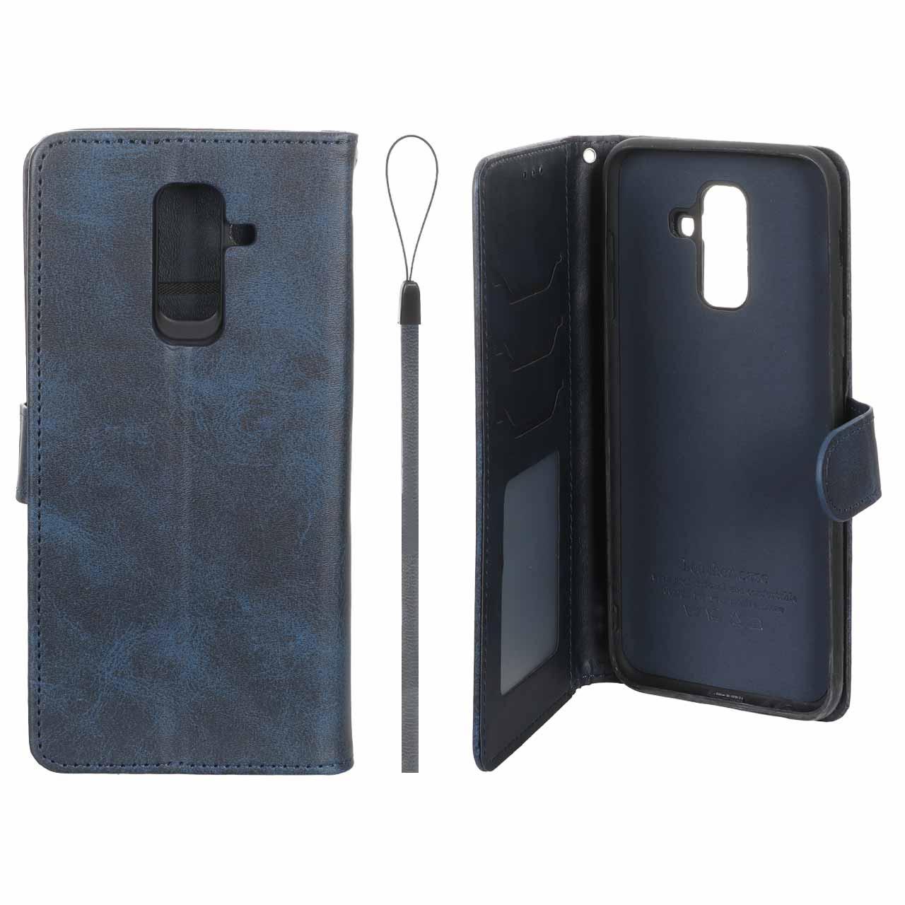 کیف موبایل مگنتی داخل خز سامسونگA6Plus سرمه ای