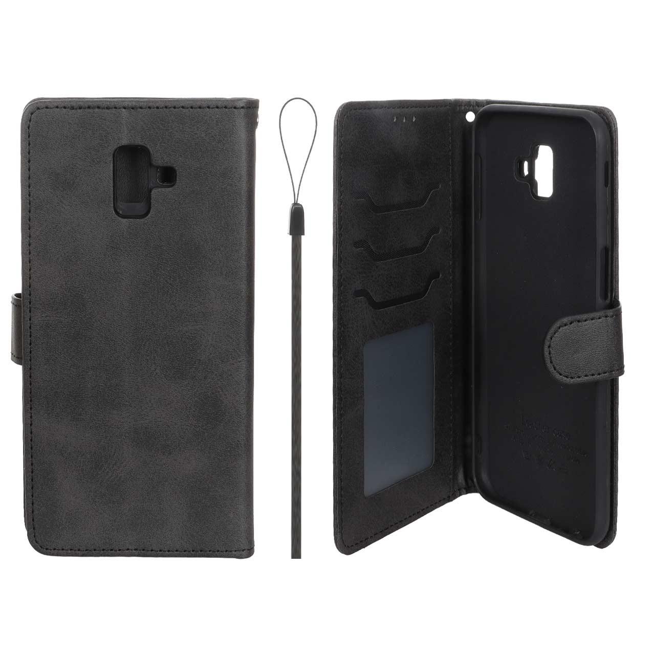 کیف موبایل مگنتی داخل خز سامسونگ J6Plus مشکی