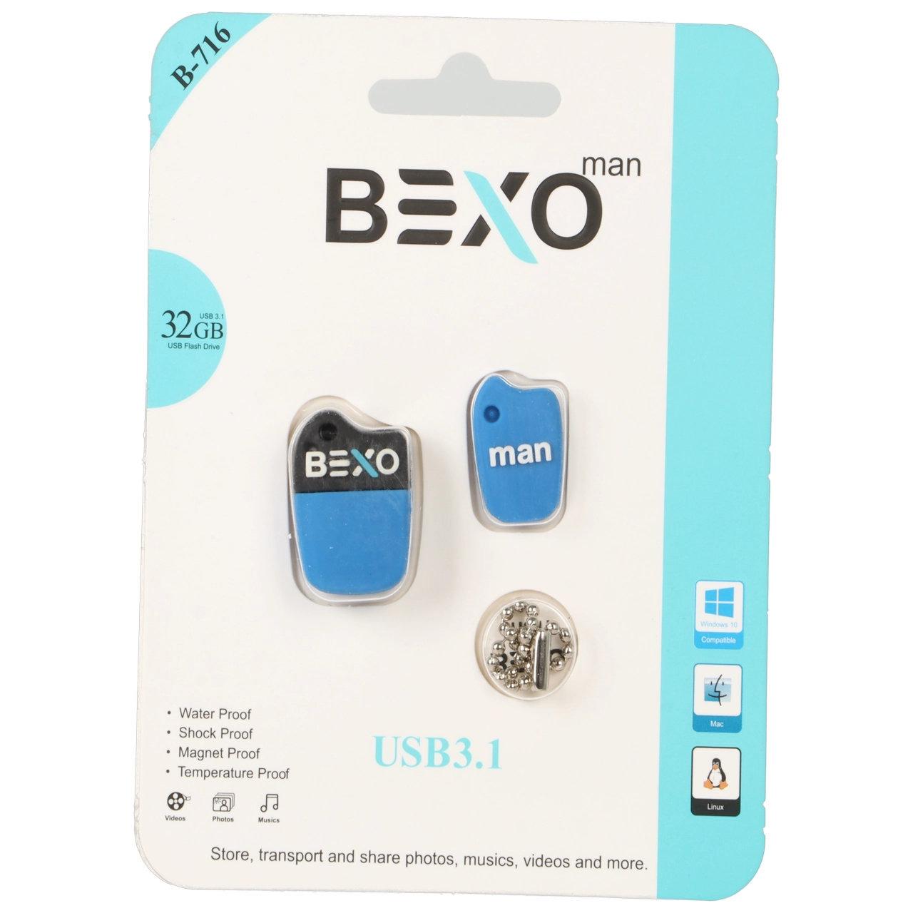 فلش 32GB USB3.1 BEXO B716 آبی کاربنی