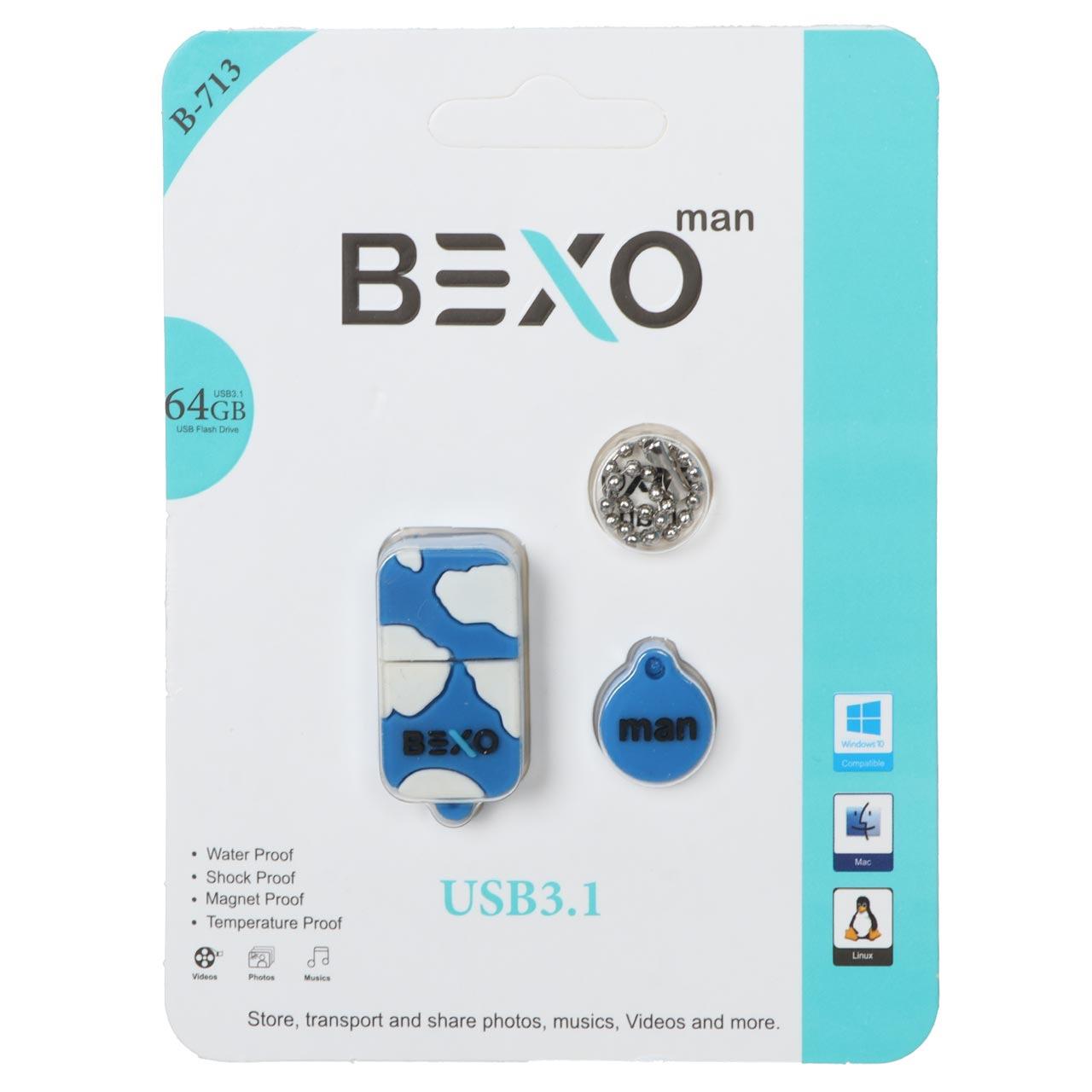 فلش 64GB USB3.1 BEXO B713 آبی کاربنی