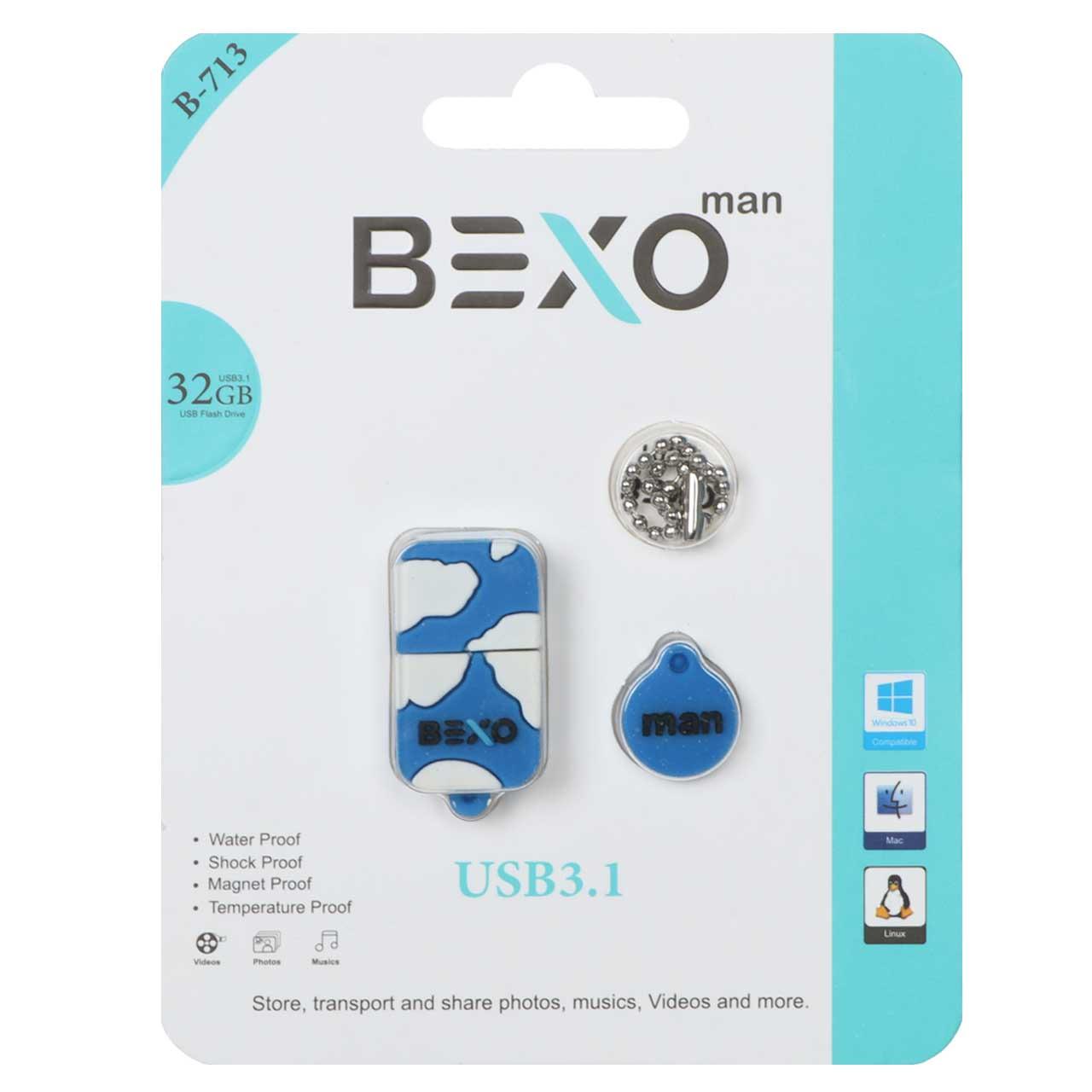 فلش 32GB USB3.1 BEXO B713 آبی کاربنی