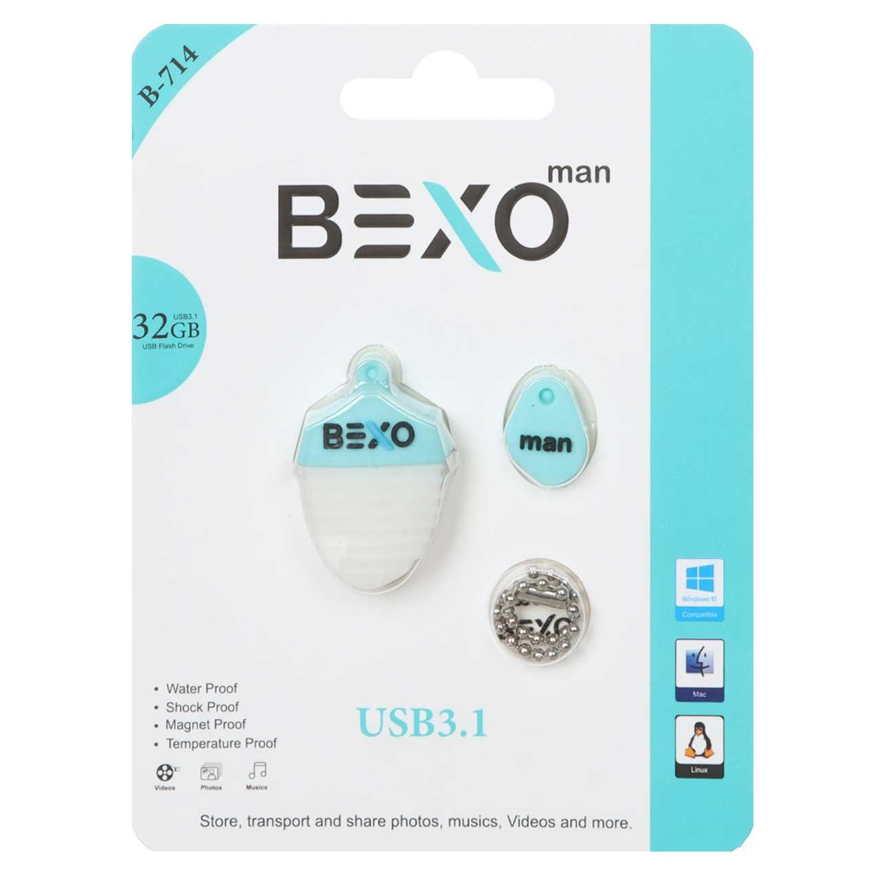فلش 32GB USB3.1 BEXO B714 آبی روشن