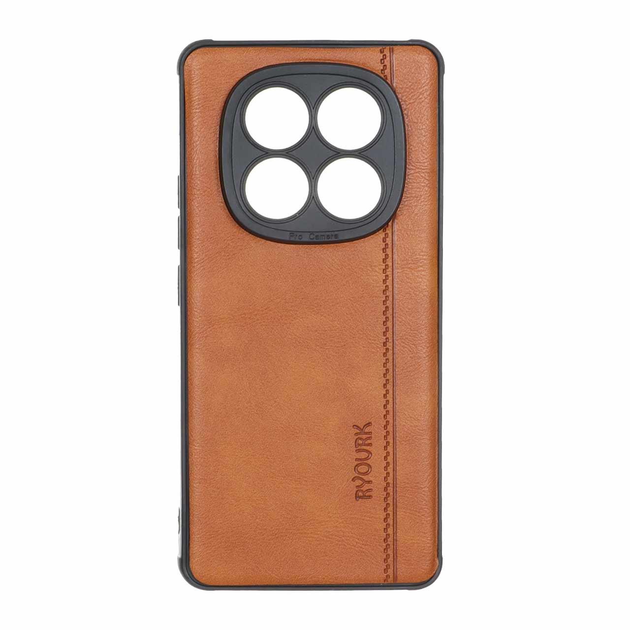 قاب طرح چرم RYOURK شیائومیNote14Pro4G عسلی