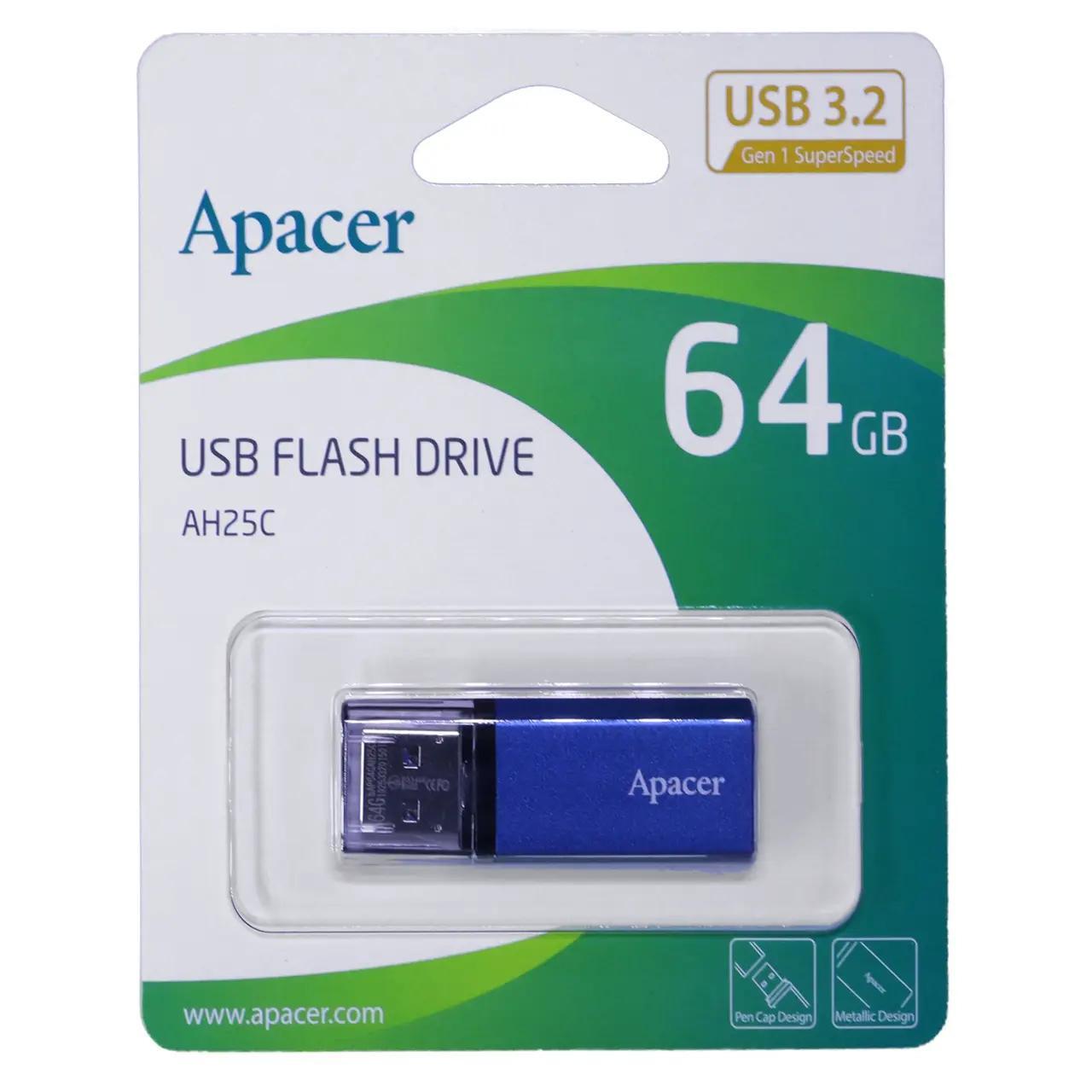 فلش 64GB USB3.2 ApacerAH25C آبی