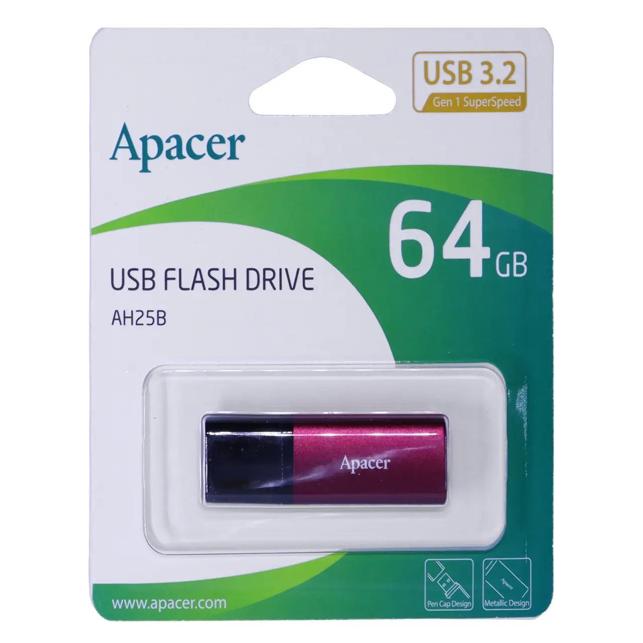 فلش 64GB USB3.2 ApacerAH25B قرمز