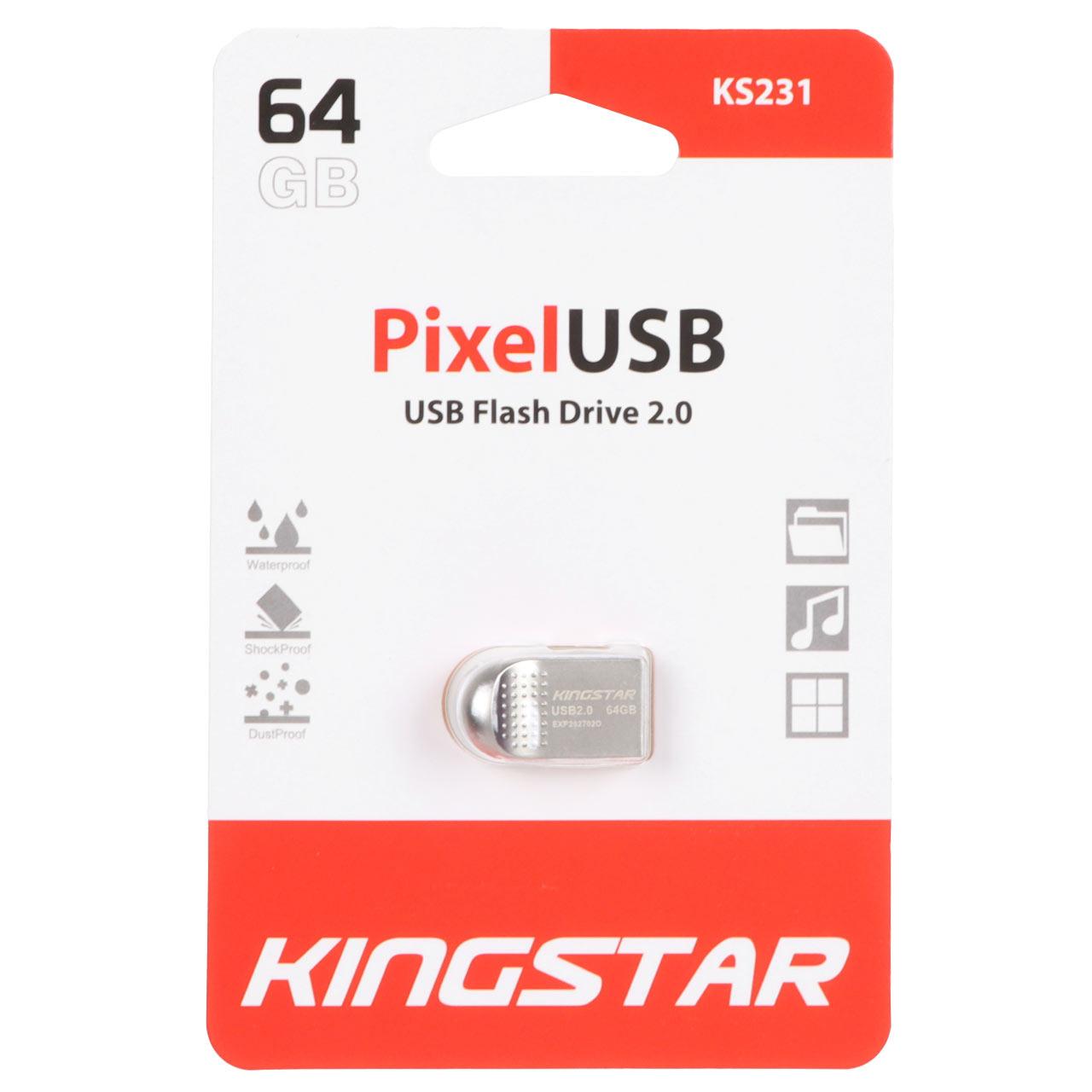 فلش 64GB USB2 KingStar Pixel KS231 نقره ای