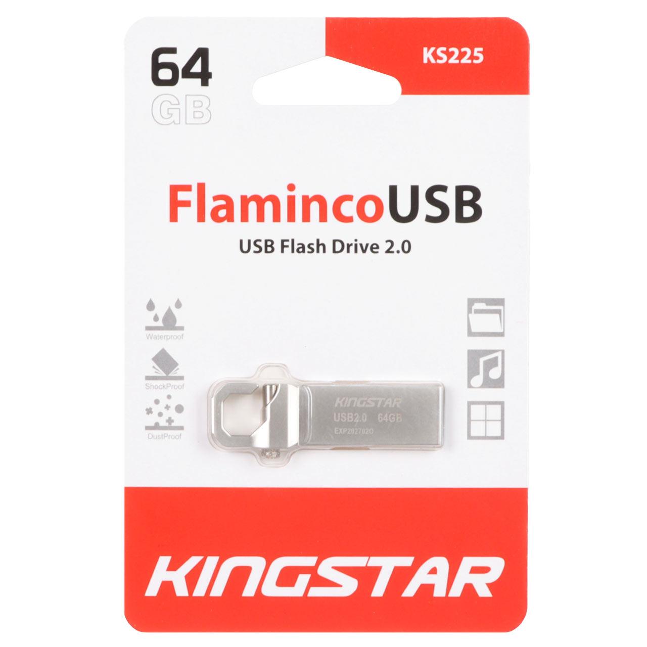 فلش 64GB USB2 KingStar Flaminco KS225 نقره ای