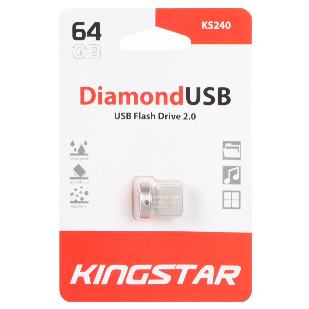فلش 64GB USB2 KingStar Diamond KS240 نقره ای