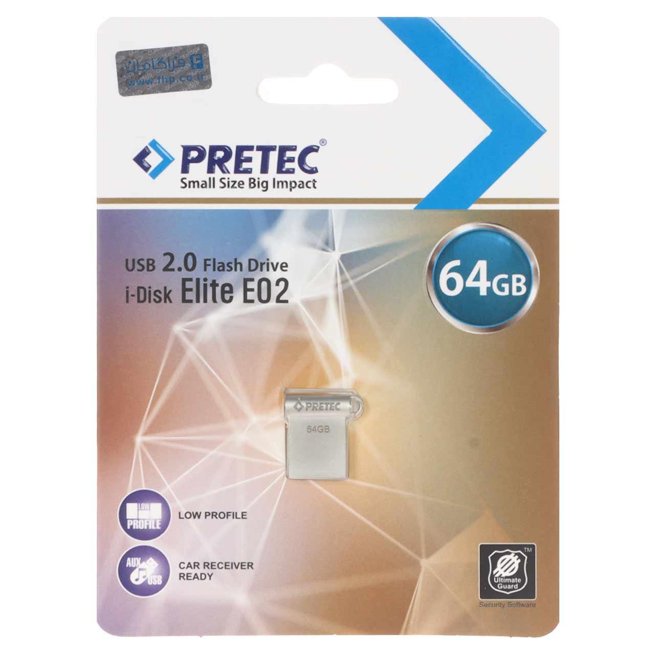 فلش 64GB USB2 Pretec Elite E02 نقره ای