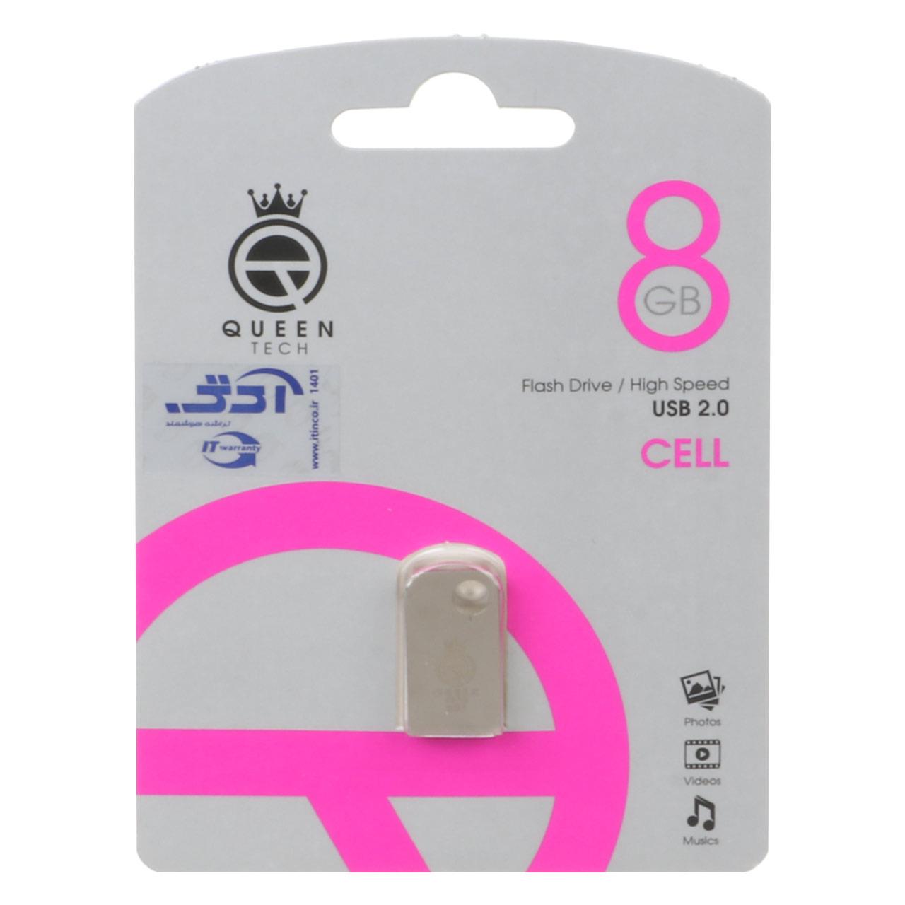 فلش 8GB USB2 Queen CELL نقره ای