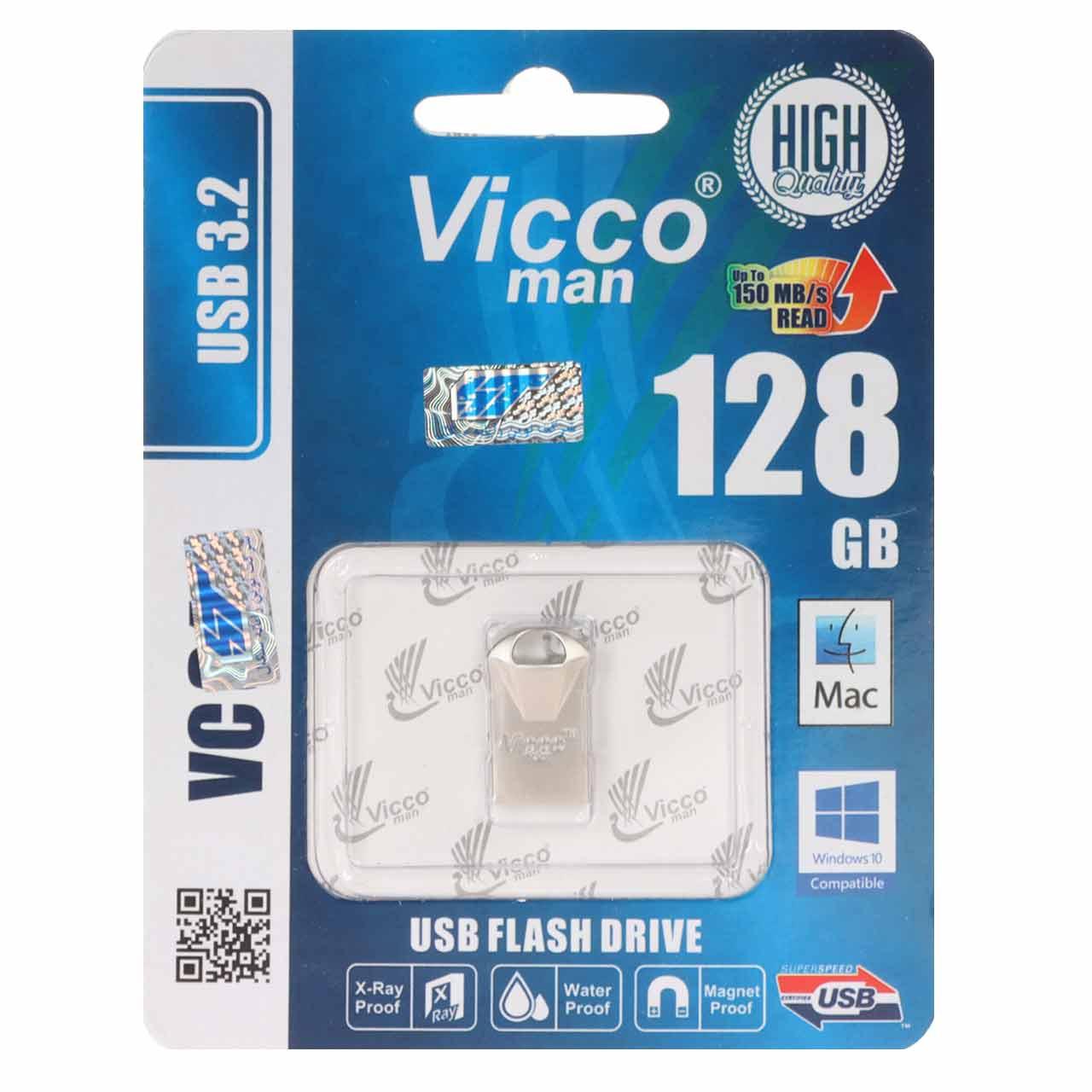 فلش 128GB USB3.2 Vicco man VC300 S نقره ای