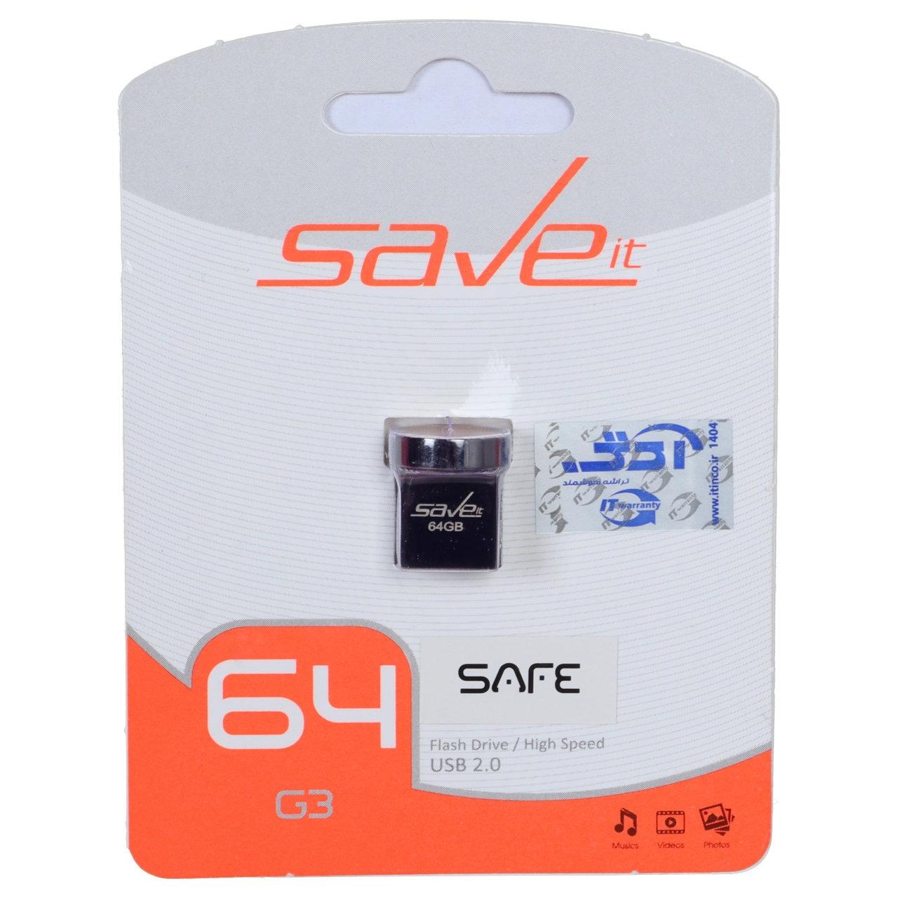فلش 64GB USB2 SaveIt Safe خاکستری
