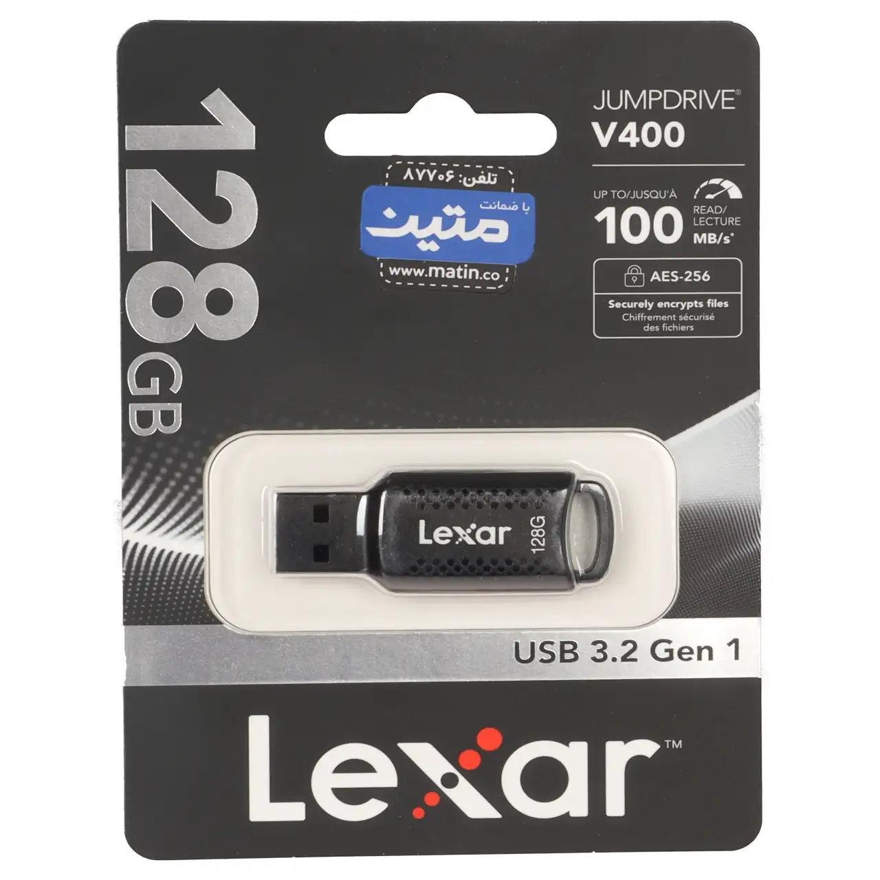 فلش 128GB USB3.2 Lexar JUMPDRIVE V400 مشکی