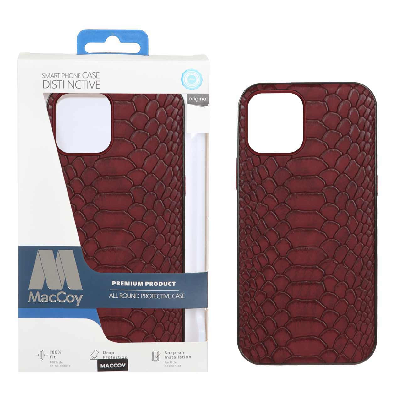 قاب اورجینالMacCoy چرمی پوست ماری آیفون12 زرشکی