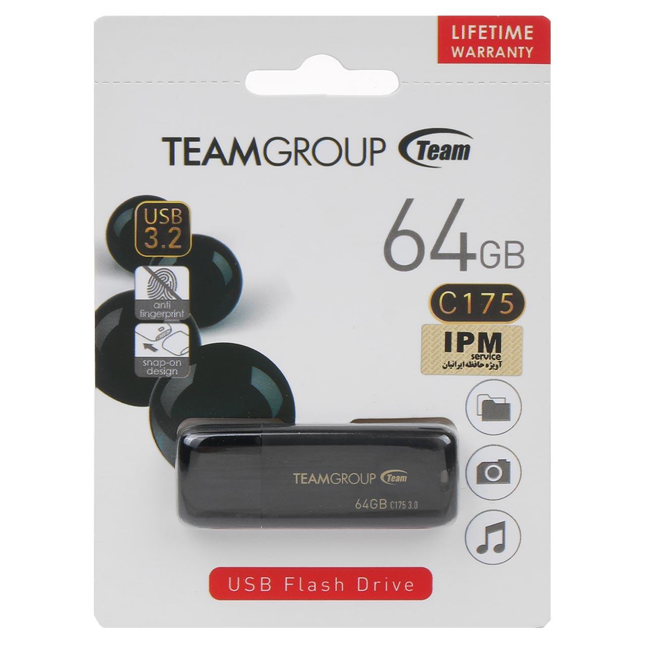 فلش 64GB USB32 TeamGroup C175 Black