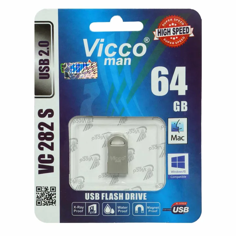 فلش 64GB USB2 Vicco man VC282 S نقره ای