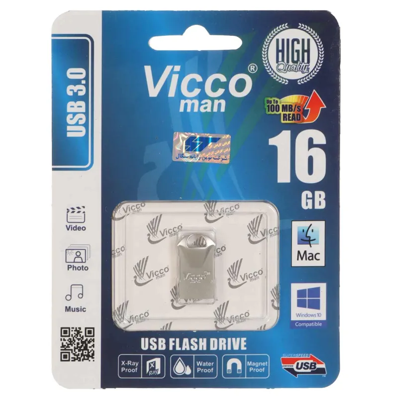 فلش 16GB USB3 Vicco man VC300 S نقره ای