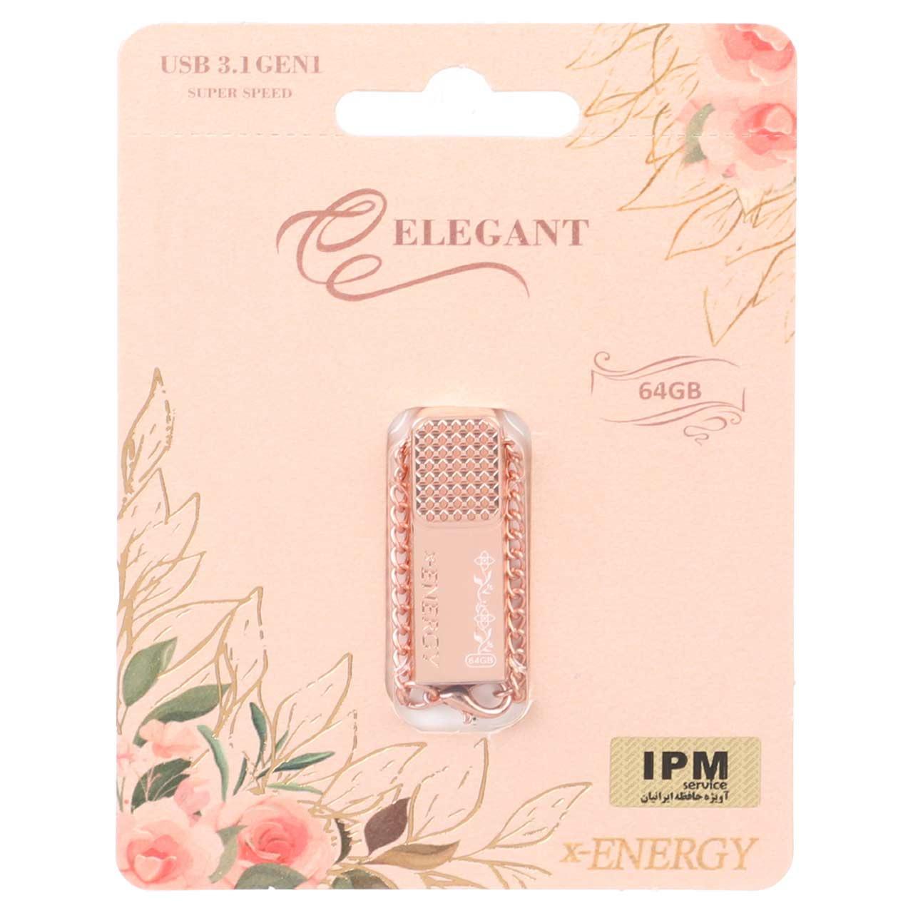 فلش 64GB USB3.1 X-ENERGY ELEGANT رزگلد
