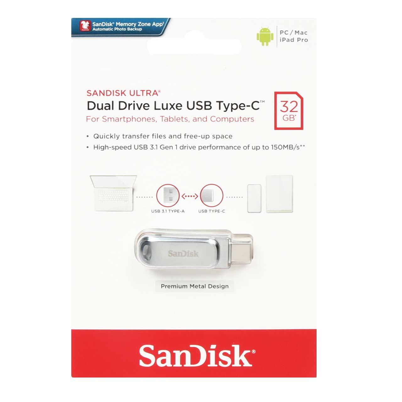 فلش 32GB TypeC SanDisk Ultra Dual Drive Luxe