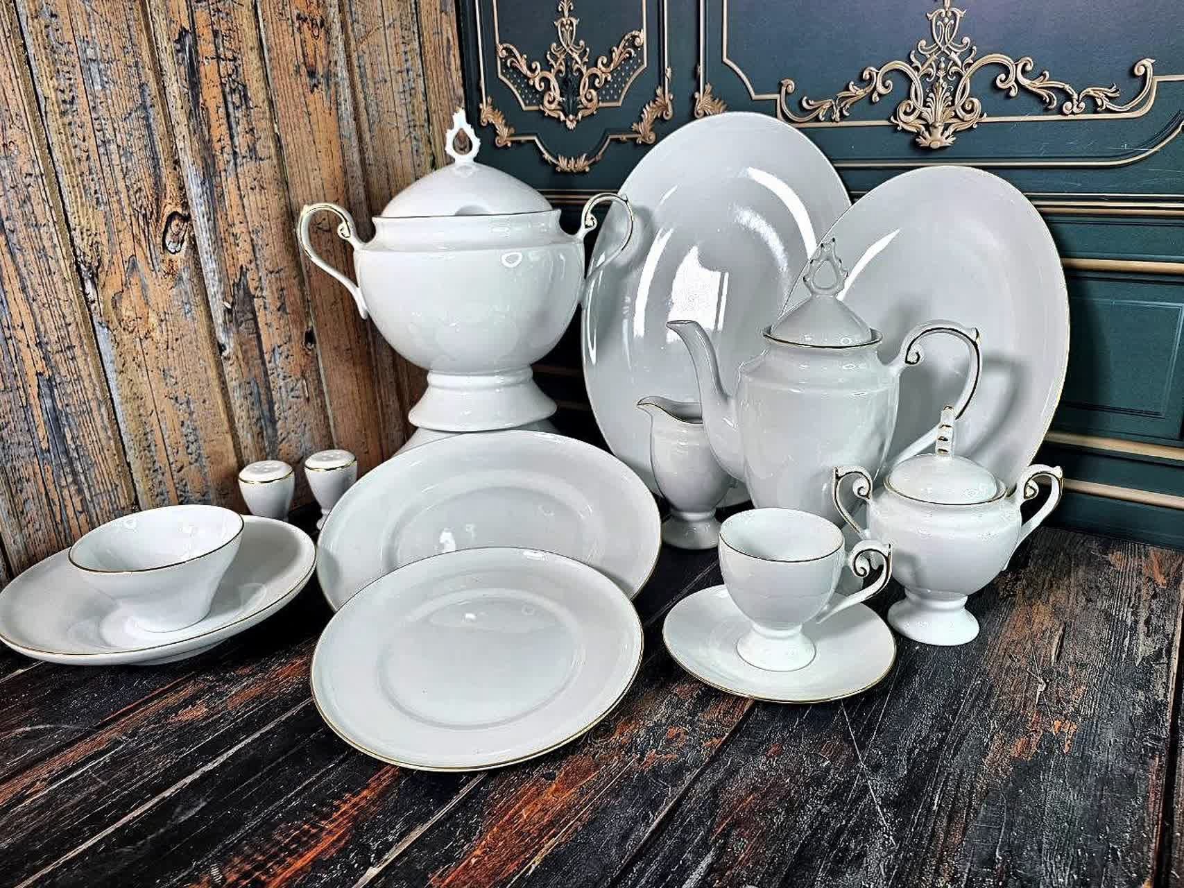 سرویس چینی لب طلای گرد