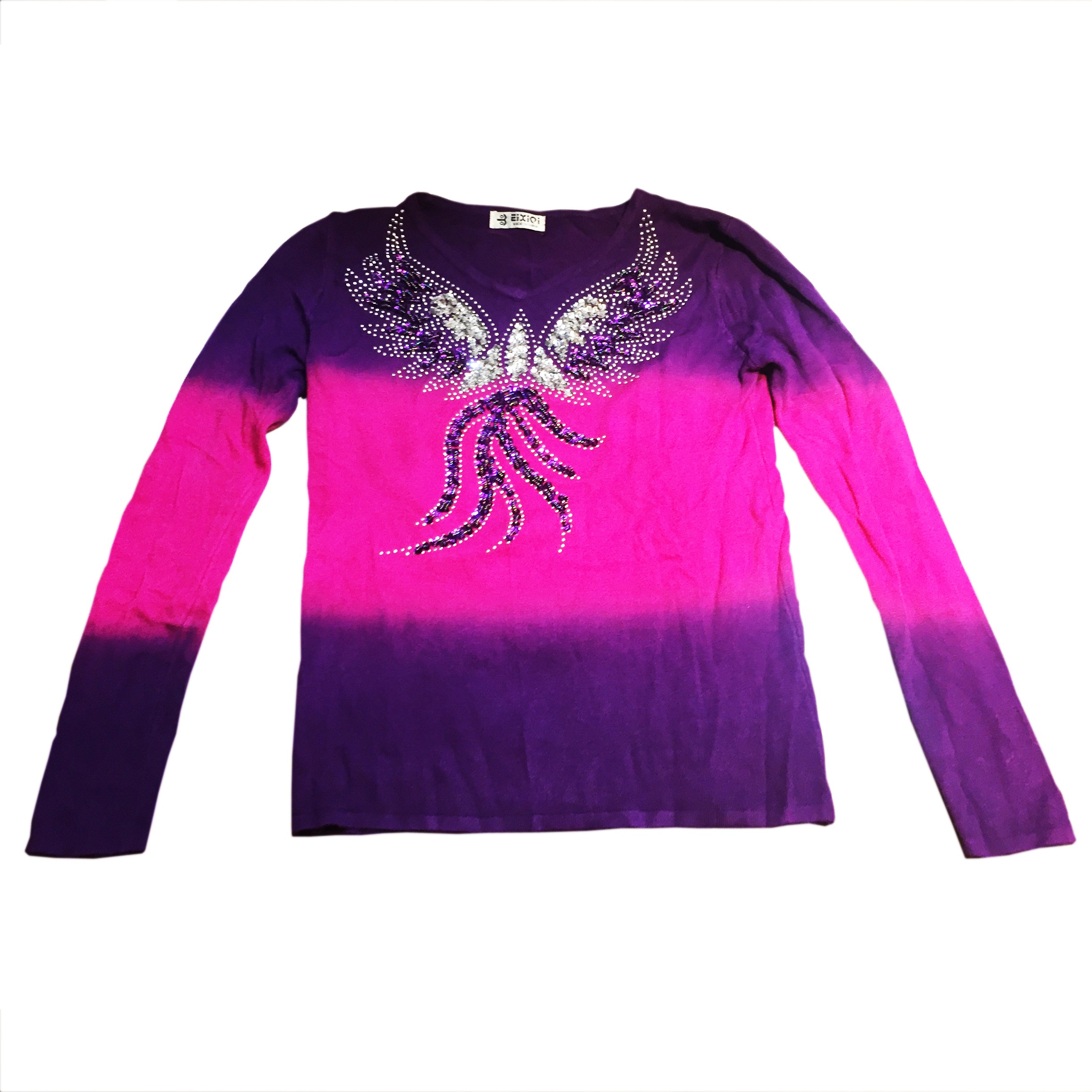 بلوز بافت ریز دخترانه بنفش صورتی سایز M