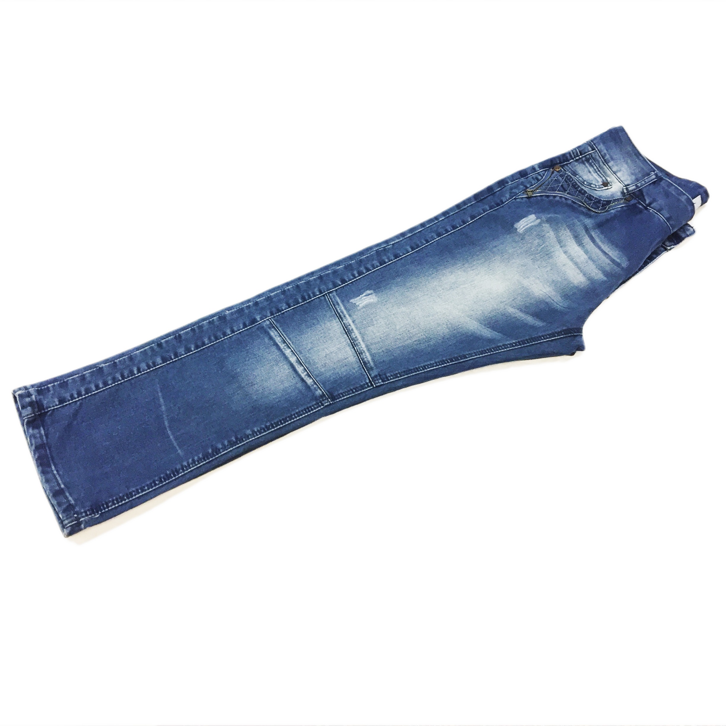 شلوار جین زنانه راسته آبی سنگشور طرح دار سایز 50