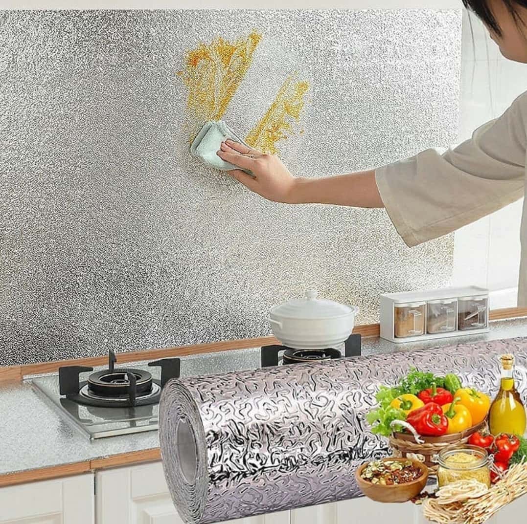 فویل کابینت پشت چسبدار نقره ای