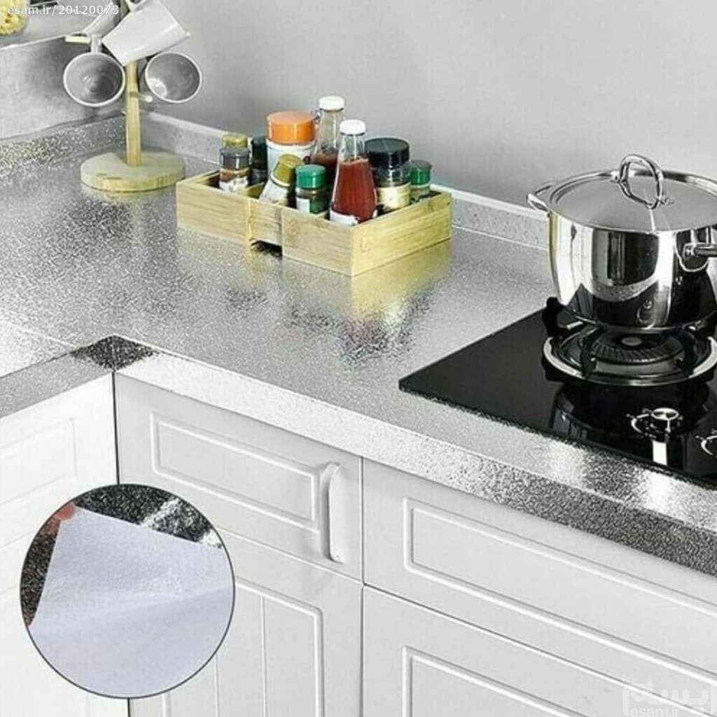فویل کابینت آشپزخانه نقره ای