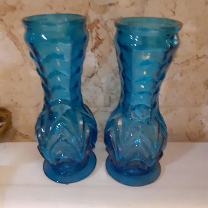 یکجفت گلدان اوایل انقلاب خوش رنگ لعاب زیبا دکوری