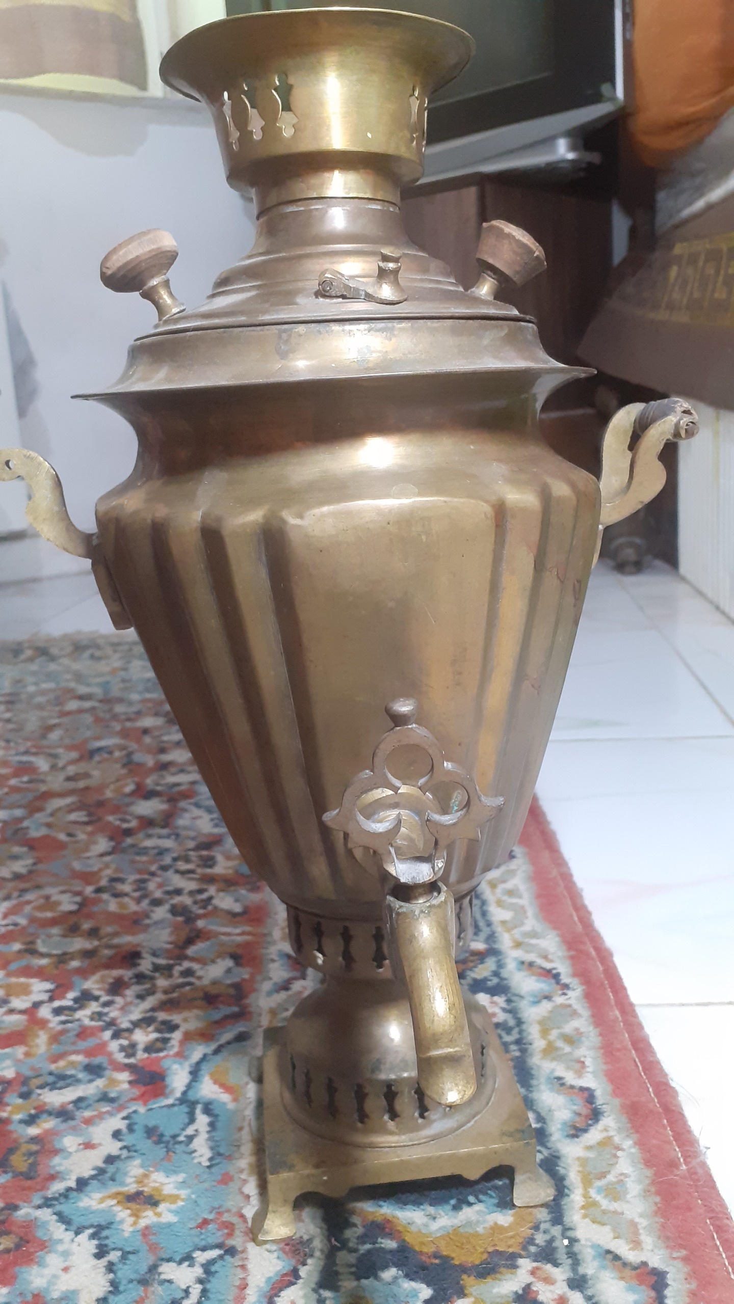 سماور ذغالی قاجاری یک لیتری