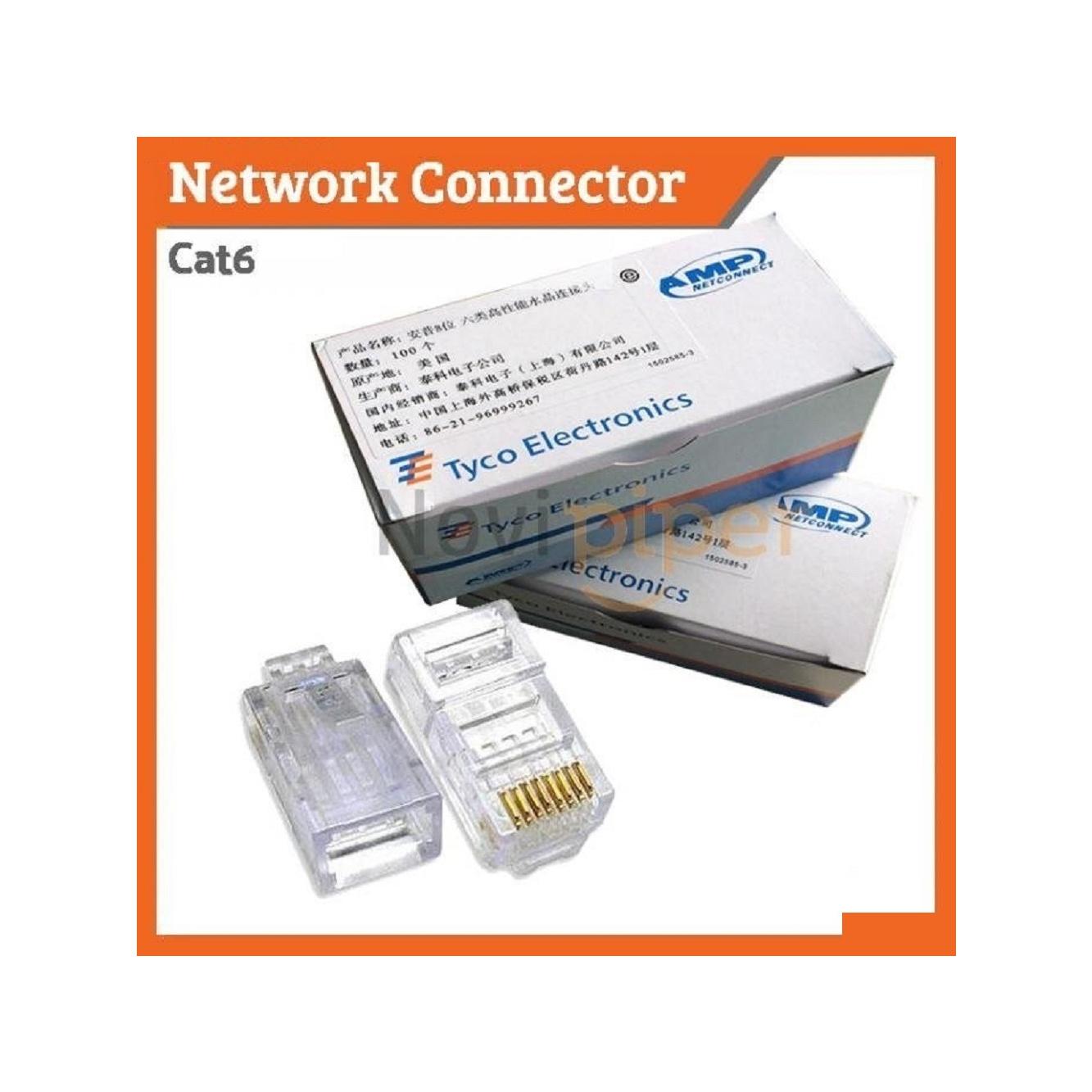کانکتور شبکه Cat6 RJ45 AMP بسته 100 عددی