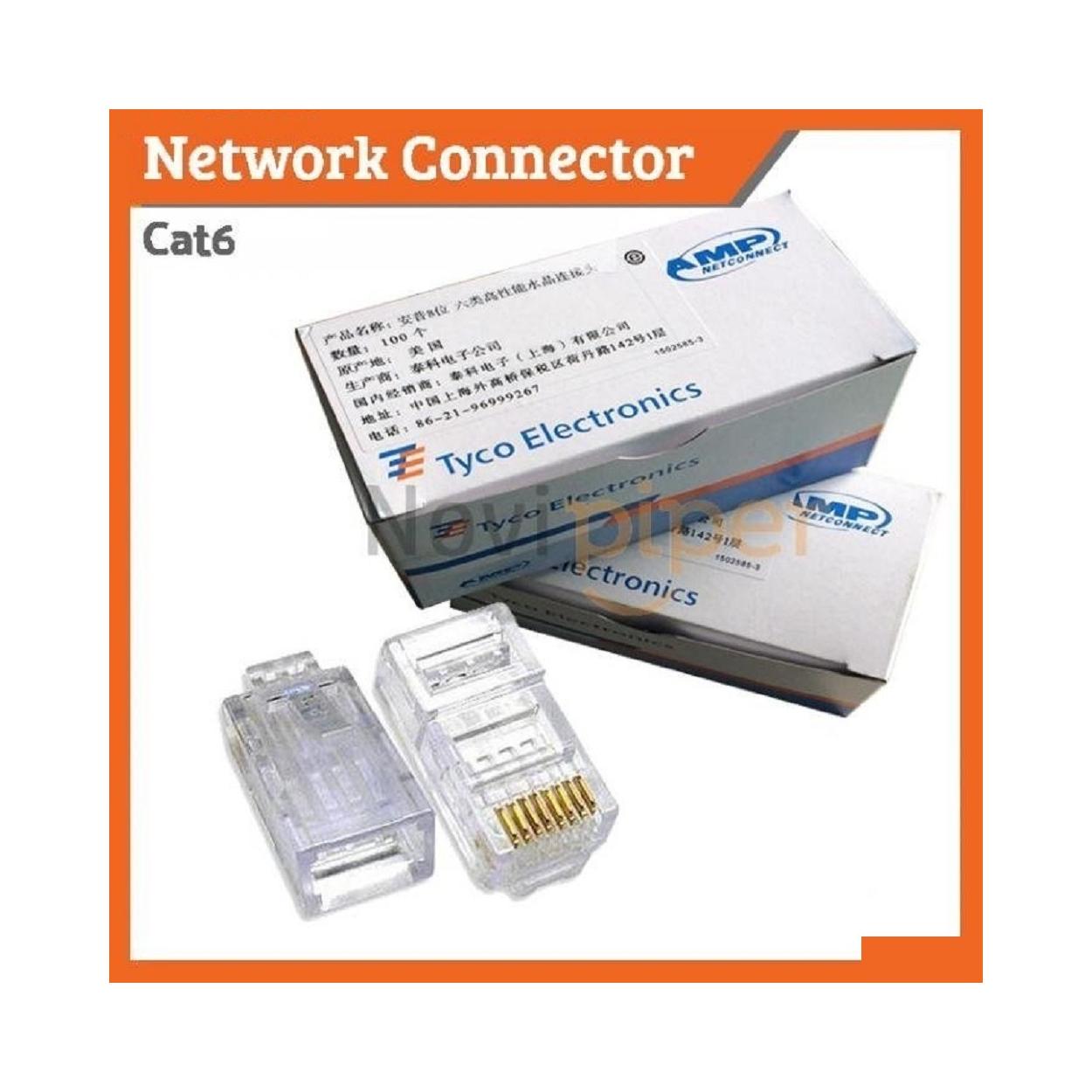 کانکتور شبکه Cat6 RJ45 AMP بسته 100 عددی