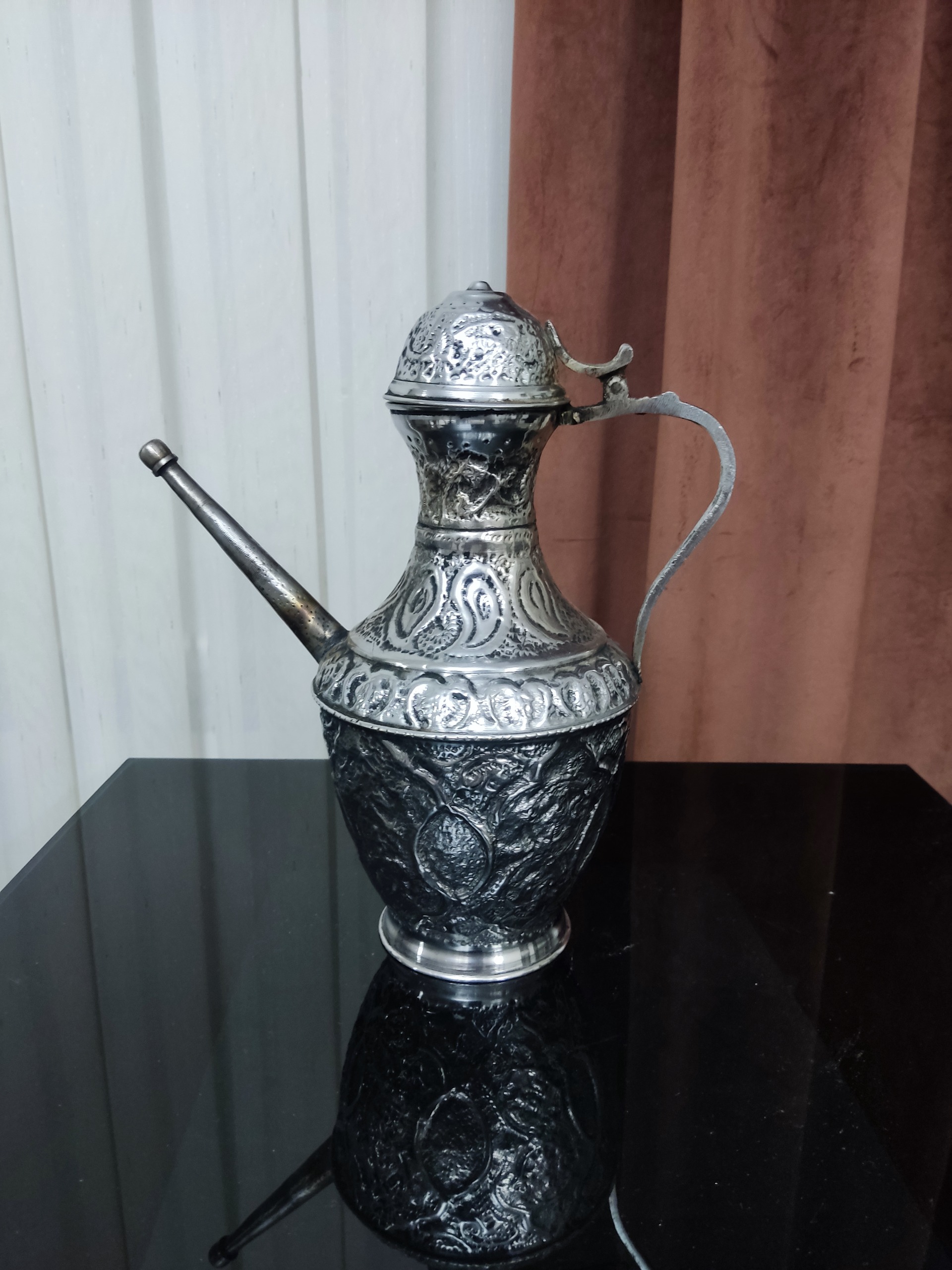 گلاب ریز یا آفتابه مسی غرق قلم دست