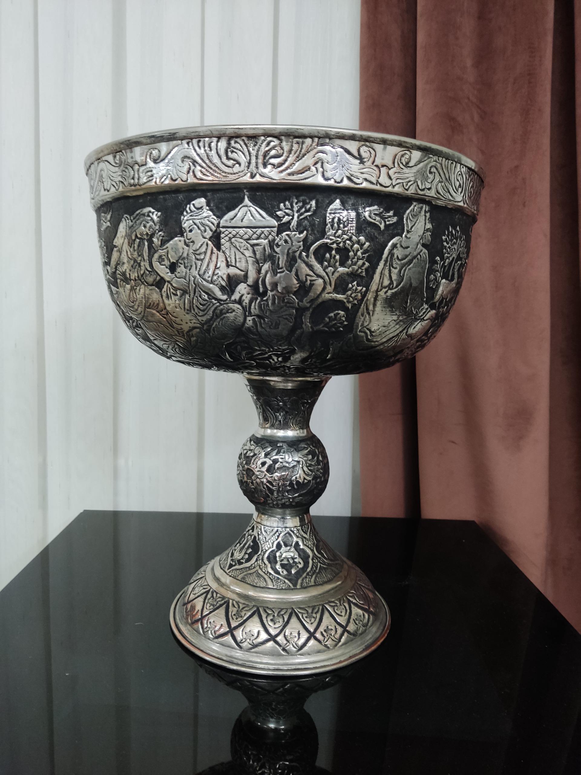 سنگاب مسی روکش قلع غرق قلم دست