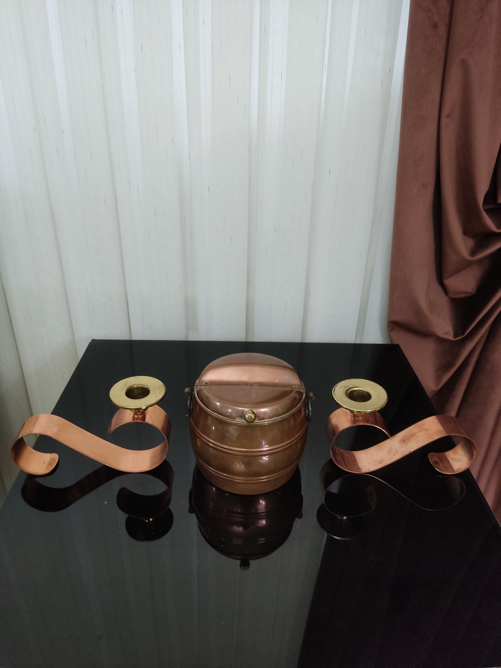 ست زیبای یک جفت شعمدان و یخدان اروپایی قدیمی